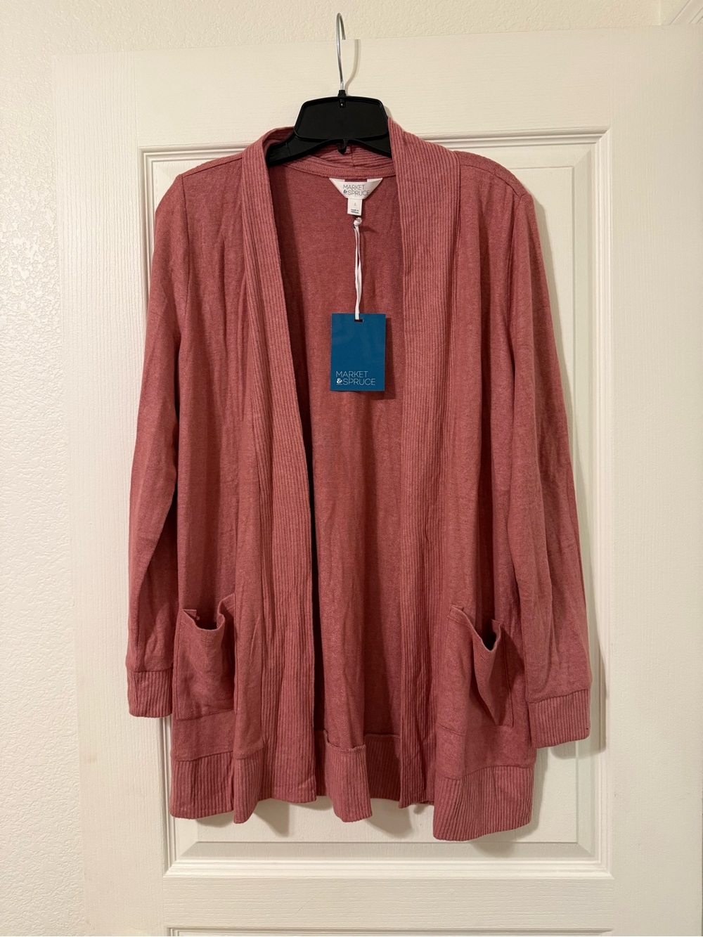 NWT Market & Spruce Dusty Rose Open-Front Pocket Cardigan